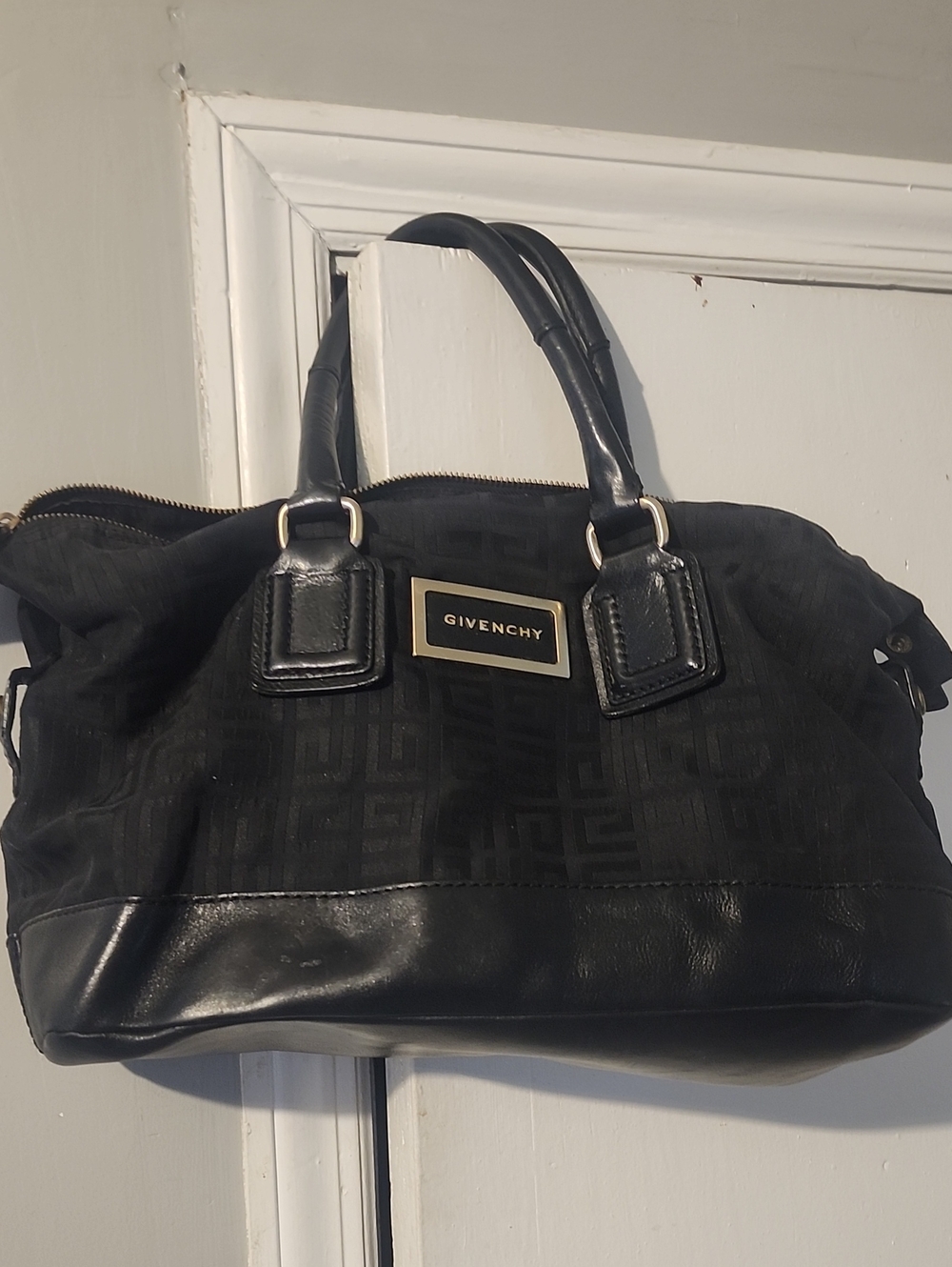 Givenchy Black Monogram Satchel with Gold Plaque